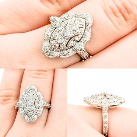 Ring Vintage Style .25ctw Round Diamonds 14kw sz6 224070004