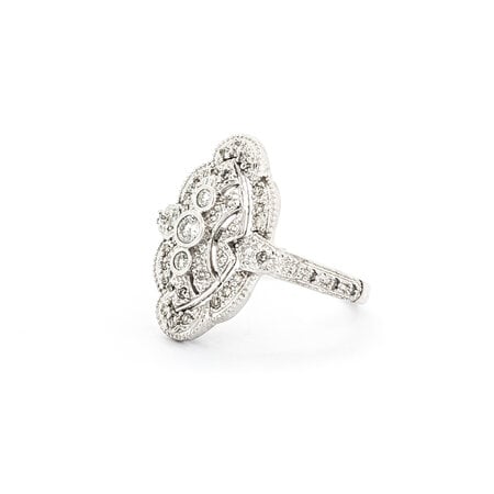 Ring Vintage Style .25ctw Round Diamonds 14kw sz6 224070004