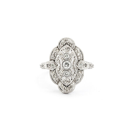 Ring Vintage Style .25ctw Round Diamonds 14kw sz6 224070004