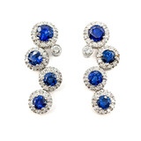  Earrings Dangle .64ctw Round Diamonds Halo Friction Back 3.14ctw Sapphires 28x11mm 18kw & Platinum 224064168