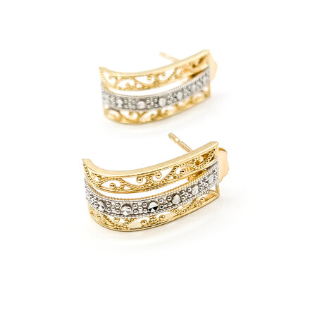 Earrings Stud Diamond Cut Milgrain 14ky .7x.4" 124074301