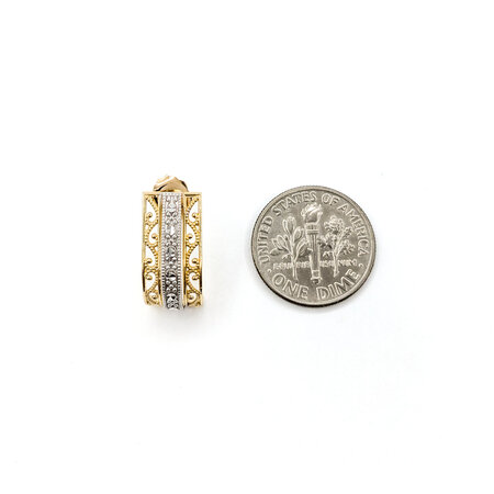 Earrings Stud Diamond Cut Milgrain 14ky .7x.4" 124074301