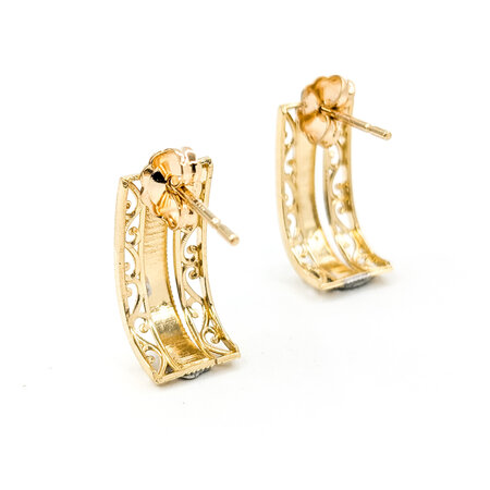 Earrings Stud Diamond Cut Milgrain 14ky .7x.4" 124074301