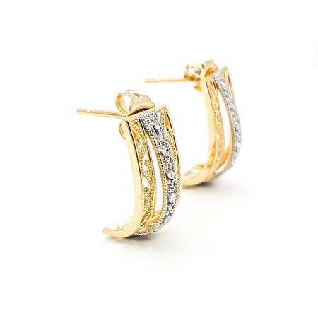 Earrings Stud Diamond Cut Milgrain 14ky .7x.4" 124074301
