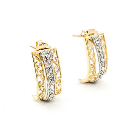 Earrings Stud Diamond Cut Milgrain 14ky .7x.4" 124074301