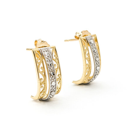 Earrings Stud Diamond Cut Milgrain 14ky .7x.4" 124074301