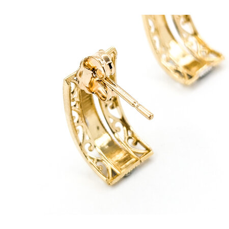 Earrings Stud Diamond Cut Milgrain 14ky .7x.4" 124074301