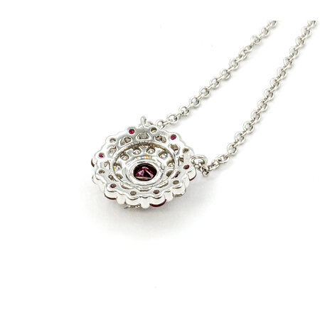 Necklace .24ctw Round Diamonds .49ctw Rubies 14kw 16-18" 1mm 124062252