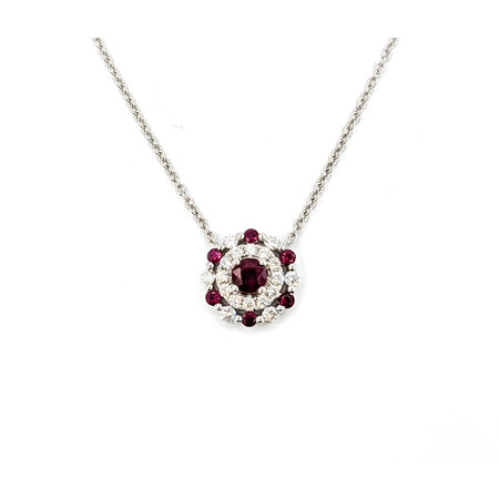 Necklace .24ctw Round Diamonds .49ctw Rubies 14kw 16-18" 1mm 124062252