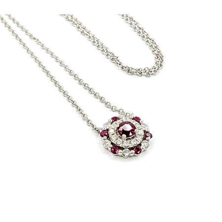 Necklace .24ctw Round Diamonds .49ctw Rubies 14kw 16-18" 1mm 124062252