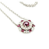  Necklace .24ctw Round Diamonds .49ctw Rubies 14kw 16-18" 1mm 124062252