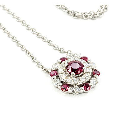 Necklace .24ctw Round Diamonds .49ctw Rubies 14kw 16-18" 1mm 124062252