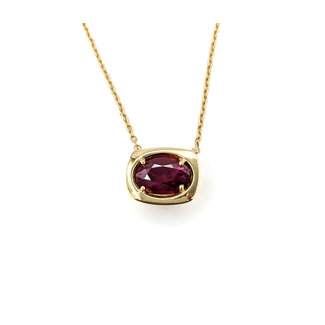 Necklace Solitaire .67ct Oval Ruby 14ky 18.5" 0.8mm 124062251