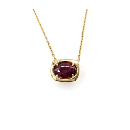 Necklace Solitaire .67ct Oval Ruby 14ky 18.5" 0.8mm 124062251