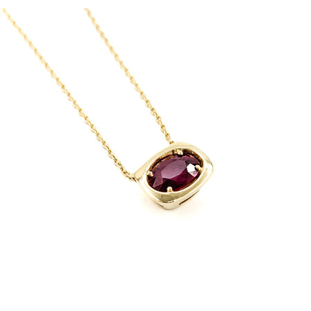 Necklace Solitaire .67ct Oval Ruby 14ky 18.5" 0.8mm 124062251