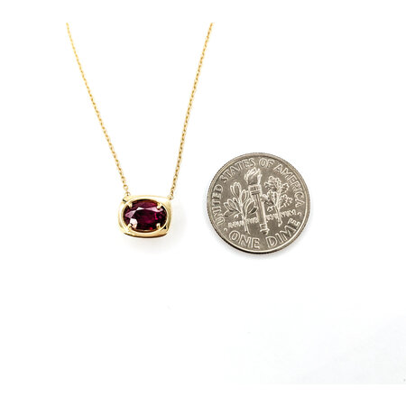 Necklace Solitaire .67ct Oval Ruby 14ky 18.5" 0.8mm 124062251