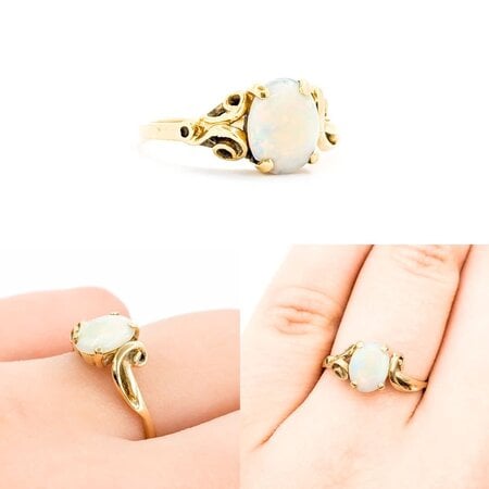 Ring .85ct Oval Opal 14ky sz6.5 224070182