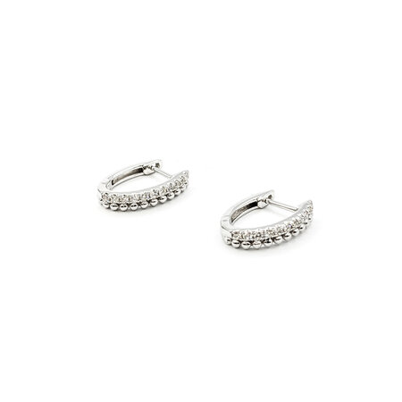 Earrings Hoop .22ctw Round Diamonds Bead Edge 15x3mm 14ky 124064010