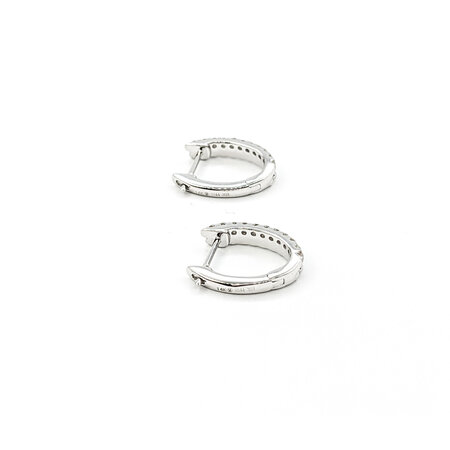 Earrings Hoop .22ctw Round Diamonds Bead Edge 15x3mm 14ky 124064010