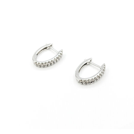 Earrings Hoop .22ctw Round Diamonds Bead Edge 15x3mm 14ky 124064010