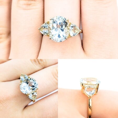 Ring 3 Stone 8.25ctw Oval/Trillion Topaz 14ky sz7 224070184