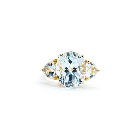 Ring 3 Stone 8.25ctw Oval/Trillion Topaz 14ky sz7 224070184