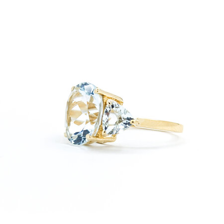 Ring 3 Stone 8.25ctw Oval/Trillion Topaz 14ky sz7 224070184