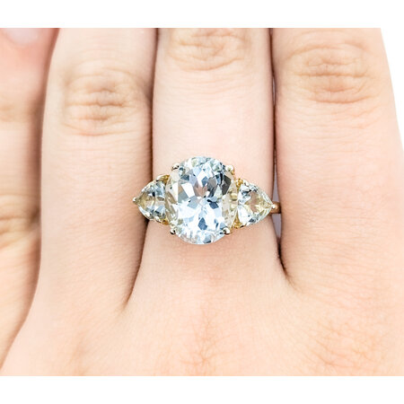 Ring 3 Stone 8.25ctw Oval/Trillion Topaz 14ky sz7 224070184