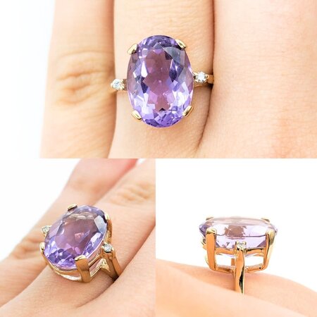 Ring .03ctw Round Diamonds 8.0ct Amethyst 14ky sz6 224070185