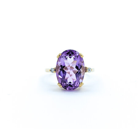 Ring .03ctw Round Diamonds 8.0ct Amethyst 14ky sz6 224070185