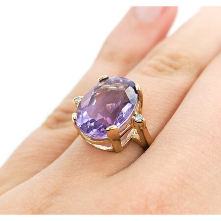 Ring .03ctw Round Diamonds 8.0ct Amethyst 14ky sz6 224070185