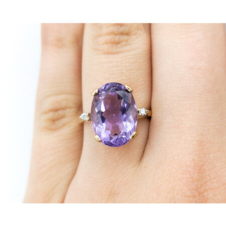 Ring .03ctw Round Diamonds 8.0ct Amethyst 14ky sz6 224070185