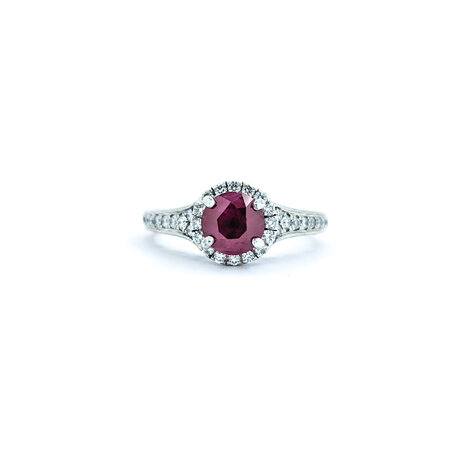 Ring Scott Kay Milgrain .50ctw Round Diamonds 1.46ct Ruby 14kw sz7 8.75mm 124060173