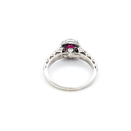 Ring Scott Kay Milgrain .50ctw Round Diamonds 1.46ct Ruby 14kw sz7 8.75mm 124060173