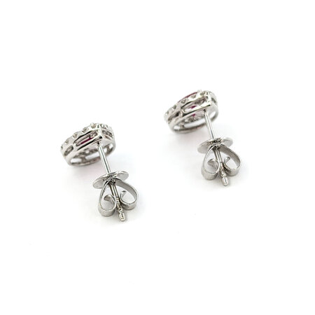 Earrings Stud .32ctw Round Diamonds .68ctw Rubies 10x8mm 14kw 124064159