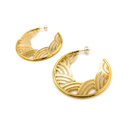 Earrings Fan Hoops Friction Back 42mm 14ky 224074301