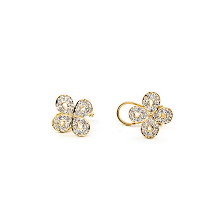 Earrings Butterfly .20ctw Single Cut Diamonds Omega Back 11.5mm 14ky 224074005