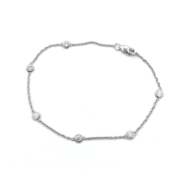 Bracelet Station Bezel Set .55ctw Round Diamonds 14kw 7.5" 4mm 124063001