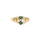  Ring .06ct Round Diamond .10ctw Emeralds 14ky sz9 224070183