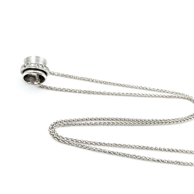 Pendant Rotating Circle WG Chain .12ctw Round Diamond Platinum/14kw 17" 224071001