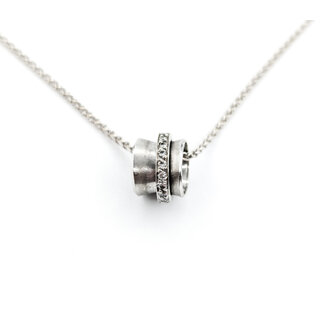 Pendant Rotating Circle WG Chain .12ctw Round Diamond Platinum/14kw 17" 224071001