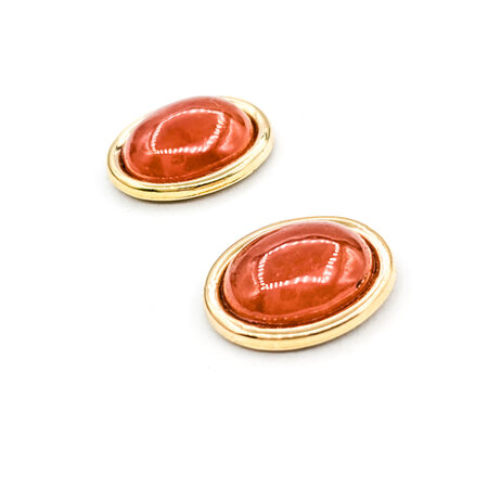 Earrings Stud 10x8mm Carnelian Friction Back 12.5x11mm 14ky 224074308