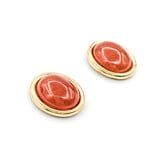  Earrings Stud 10x8mm Carnelian Friction Back 12.5x11mm 14ky 224074308