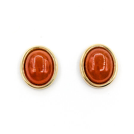 Earrings Stud 10x8mm Carnelian Friction Back 12.5x11mm 14ky 224074308