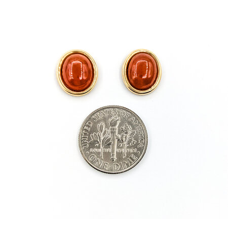 Earrings Stud 10x8mm Carnelian Friction Back 12.5x11mm 14ky 224074308