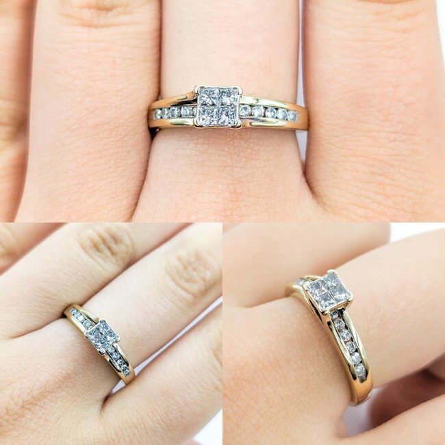 Ring Engagement Engagement .33ctw Princess Cut Diamonds 10ky sz7 224070303