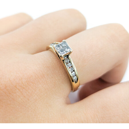 Ring Engagement Engagement .33ctw Princess Cut Diamonds 10ky sz7 224070303