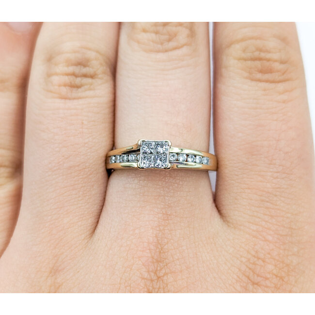 Ring Engagement Engagement .33ctw Princess Cut Diamonds 10ky sz7 224070303