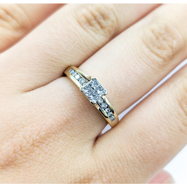Ring Engagement Engagement .33ctw Princess Cut Diamonds 10ky sz7 224070303