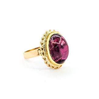 Ring Vintage 12.87ct Cabochon Rubellite Tourmaline 14ky sz7 124020151